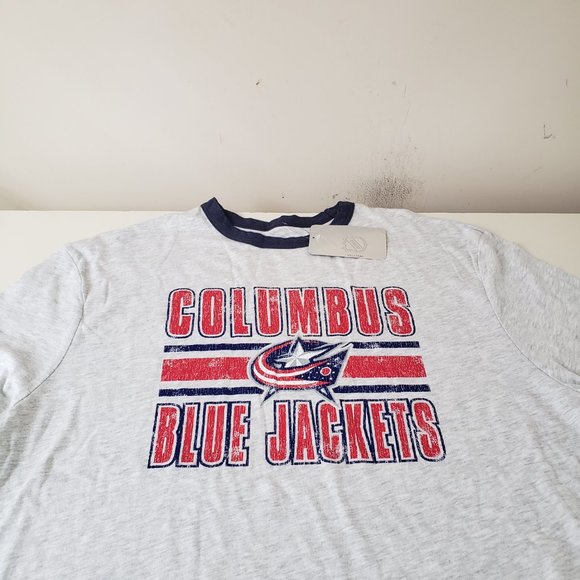 Columbus Blue Jackets T-Shirt Tee Mens XL Heathered Light Gray NHL Big Logo NWT - Picture 2 of 11